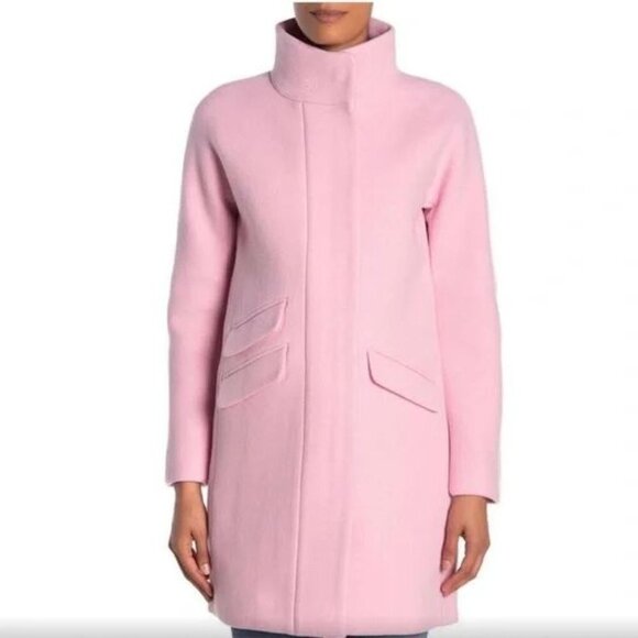 J. Crew Mock Neck Full Zip Cocoon Coat Long Sleeve Size 0 Pink - Picture 1 of 4